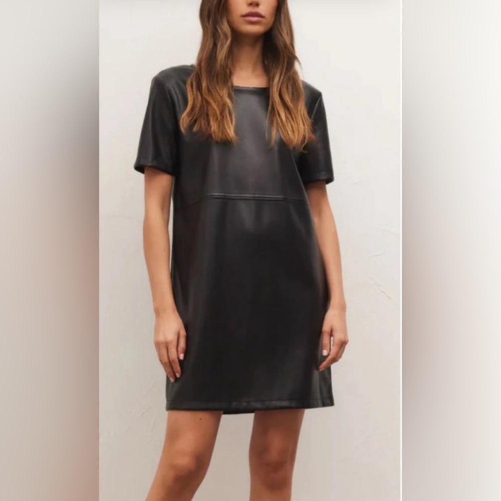 Z Supply black faux leather dress size L